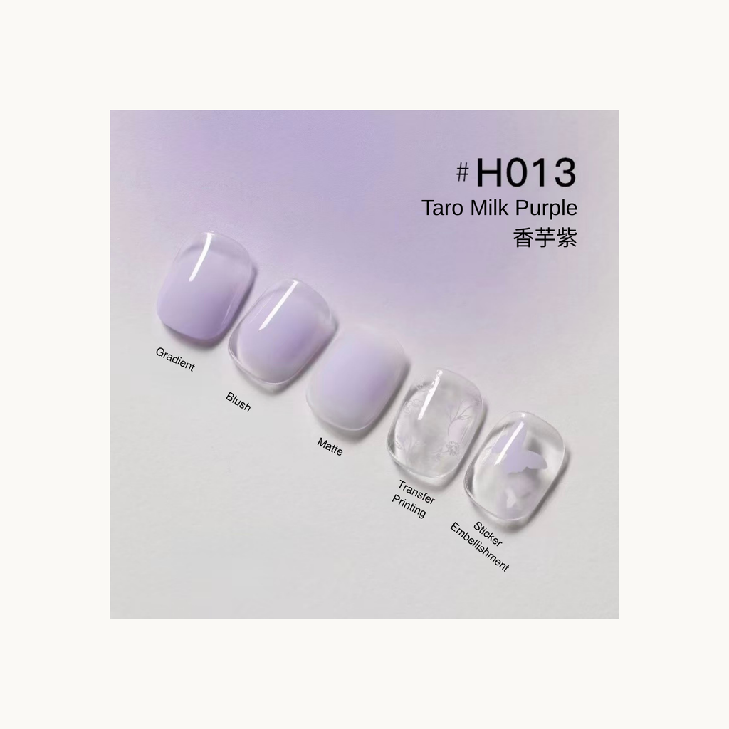 Taro Milk Purple soft purple gradient, matte and floral printed press-on nail set