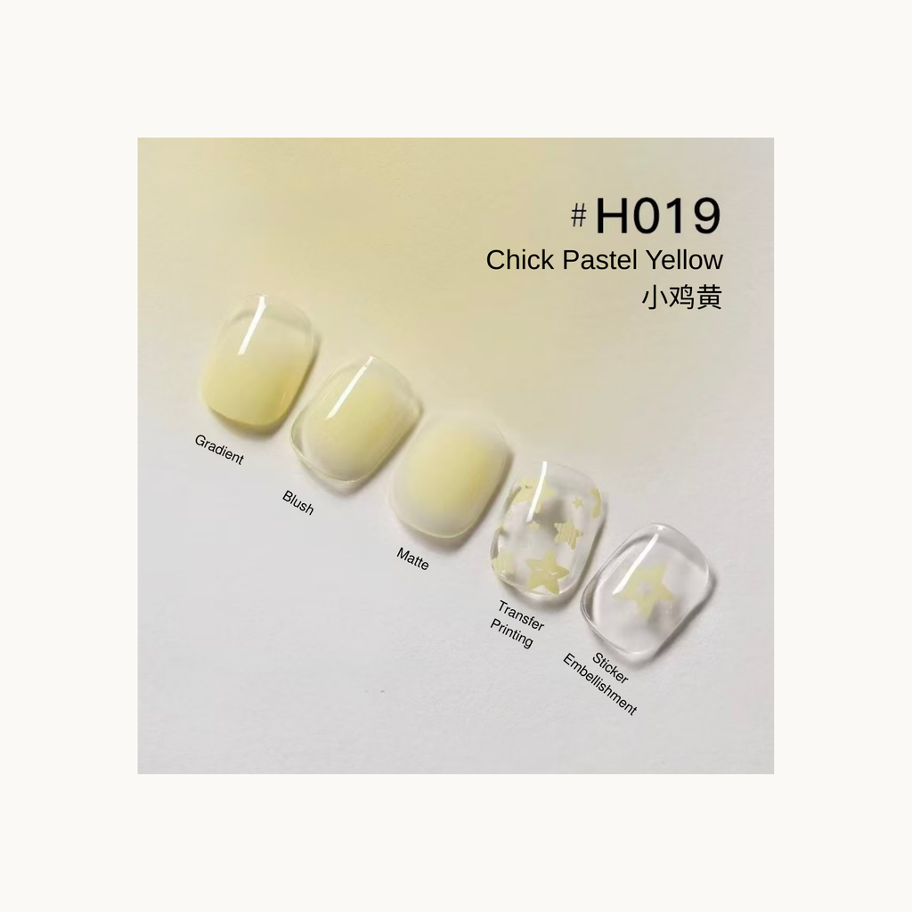 Chick Pastel Yellow pastel yellow gradient, matte and star printed press-on nail set