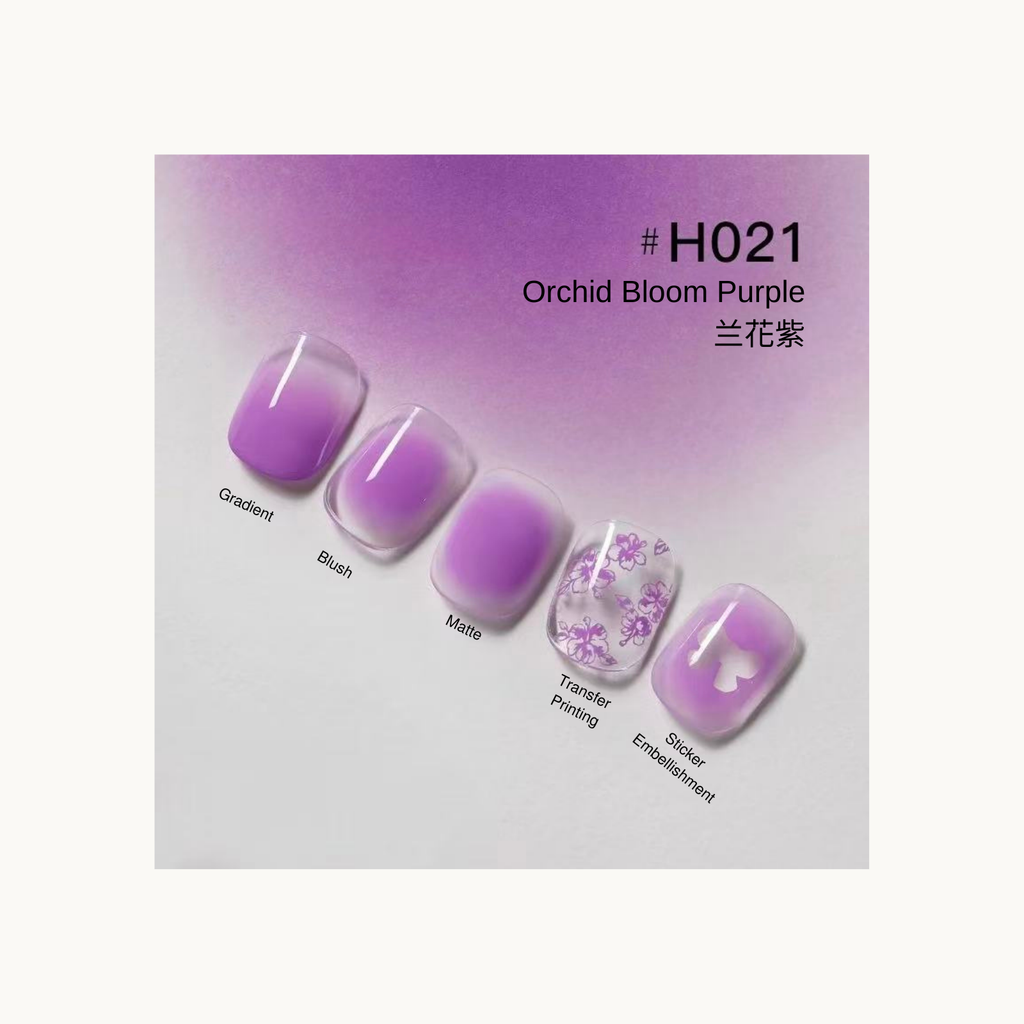 Purple gradient and floral-print nail wraps in shade H021 Orchid Bloom Purple