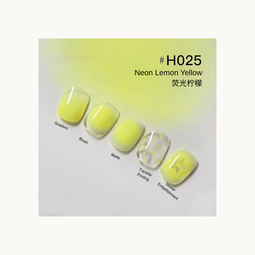 Neon yellow gradient nail wraps with star embellishment in shade H025 Neon Lemon Yellow