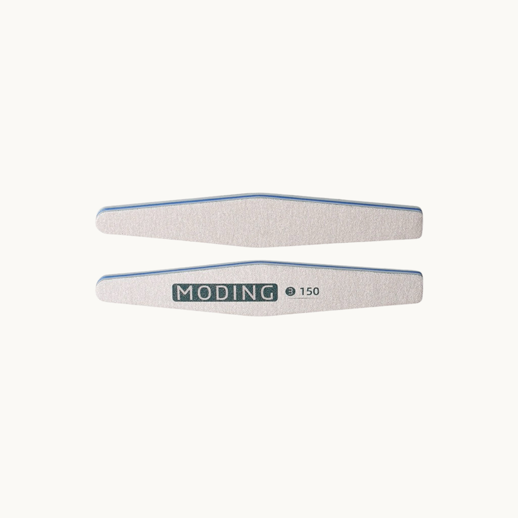 MODING 2nd generation diamond-shaped 150 grit zebra nail file for fast surface smoothing and builder gel refinement