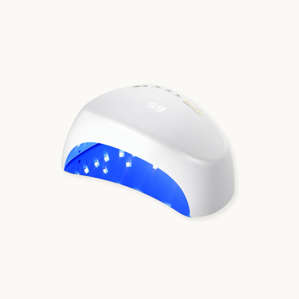 MODING M1s UV LED nail lamp showing illuminated LED beads for fast and even gel curing