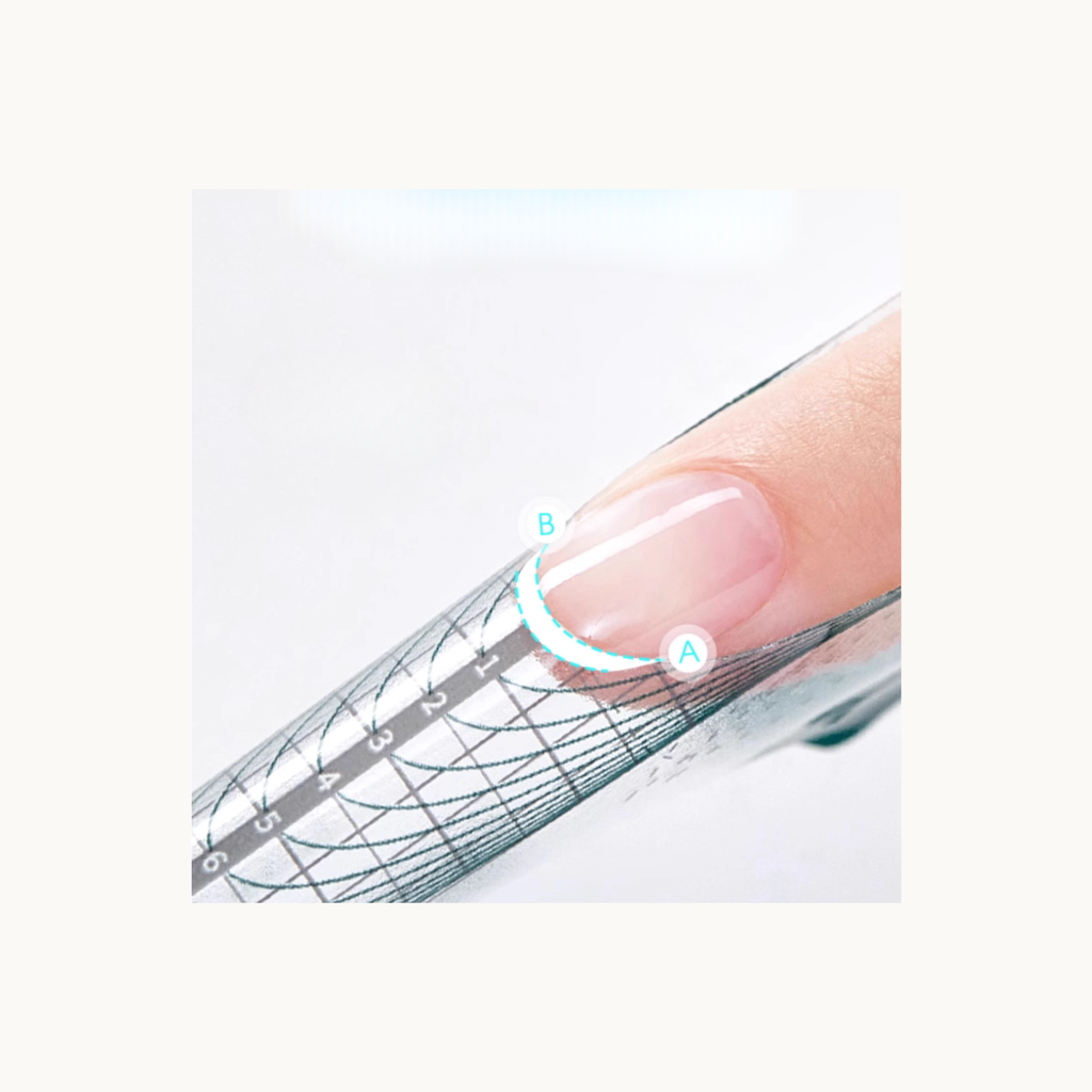 Applying builder gel over MODING nail extension form for shaping