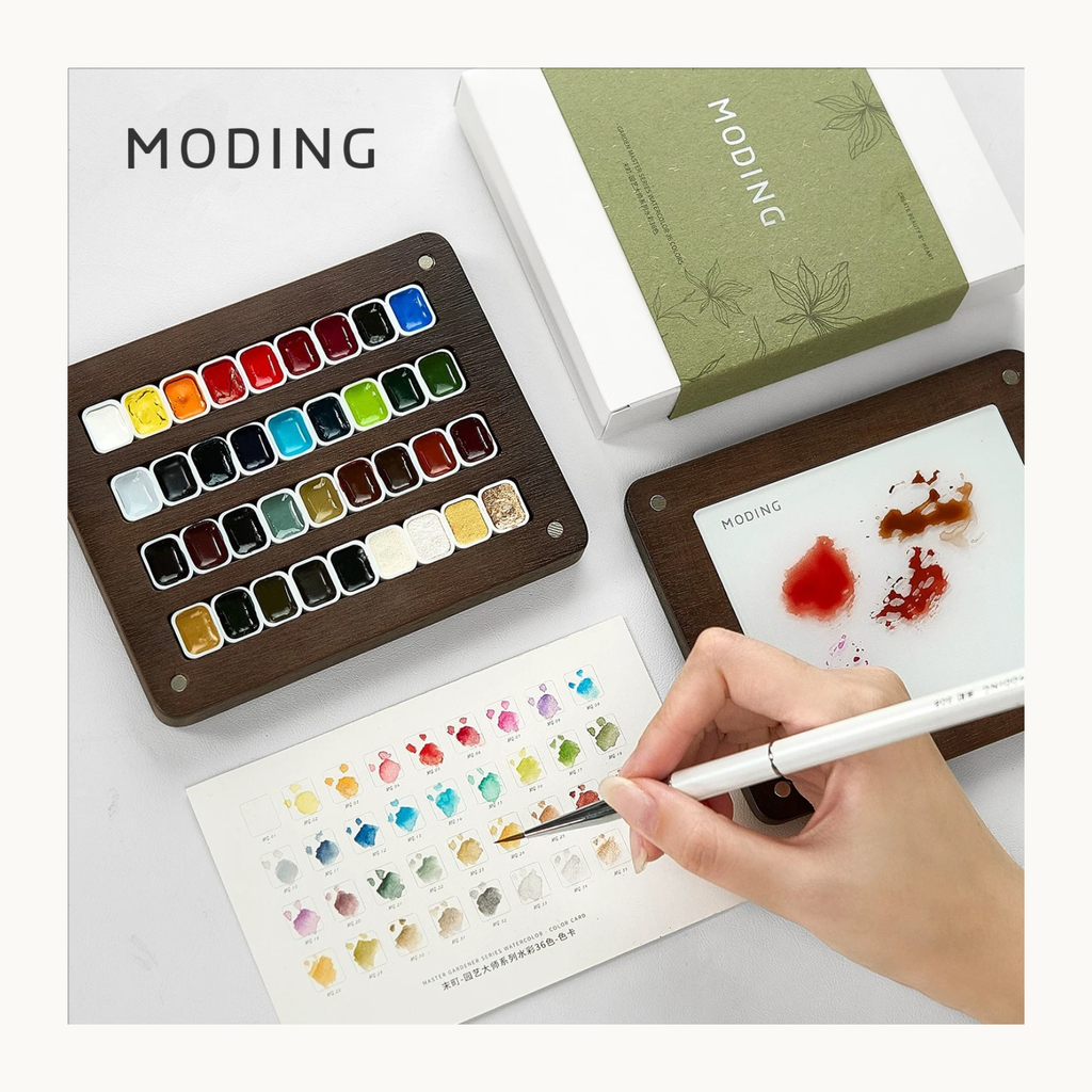 Watercolor-style nail art sample tips arranged by Spring, Summer, Autumn, and Winter, showing soft floral and abstract designs.