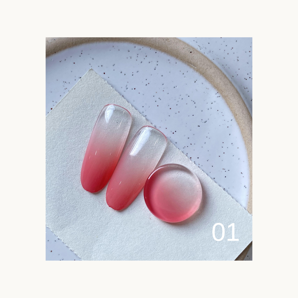 Coral red gradient solid gel swatch from QINGYOU Cube Master Palette