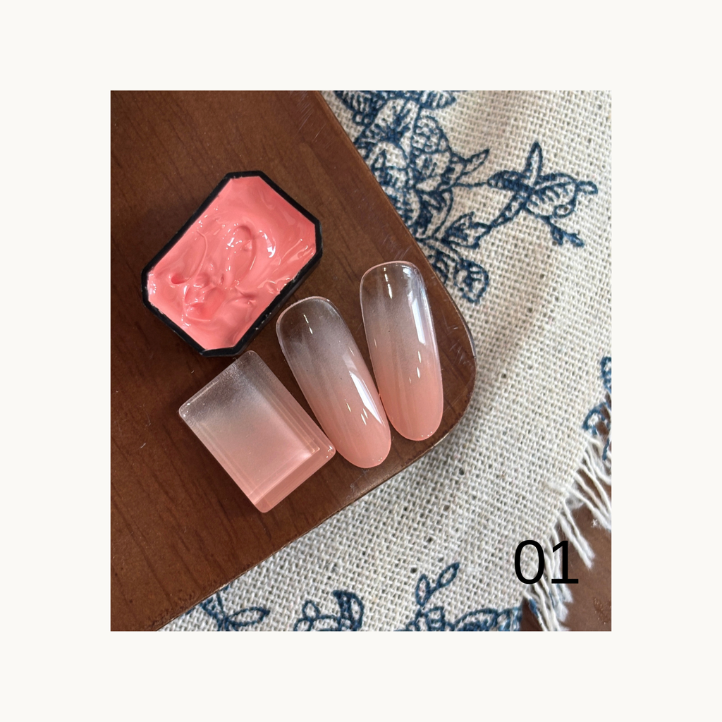 QINGYOU neon pat pat gel shade 01 soft coral peach gradient swatch