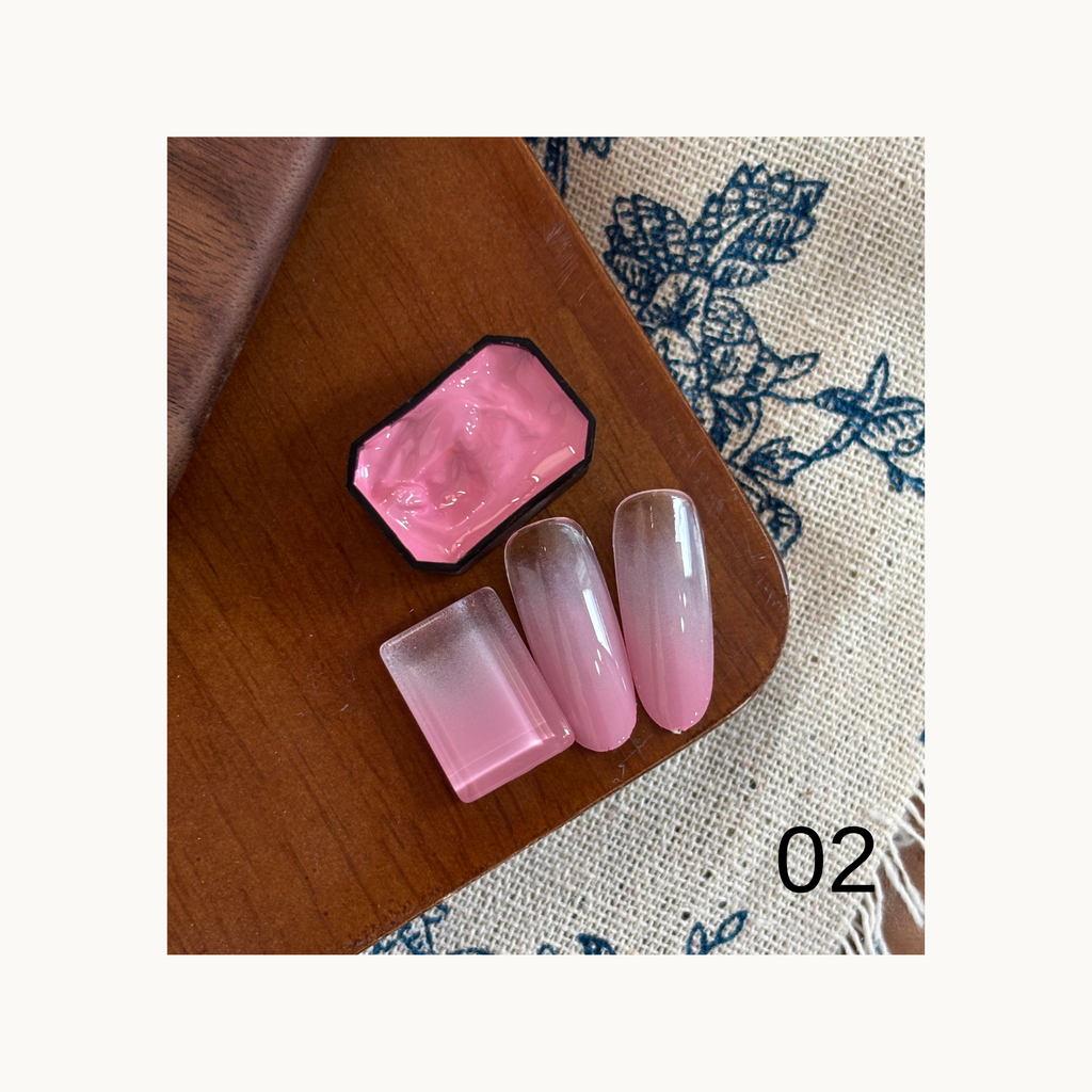QINGYOU neon pat pat gel shade 02 rosy pink bloom gradient swatch