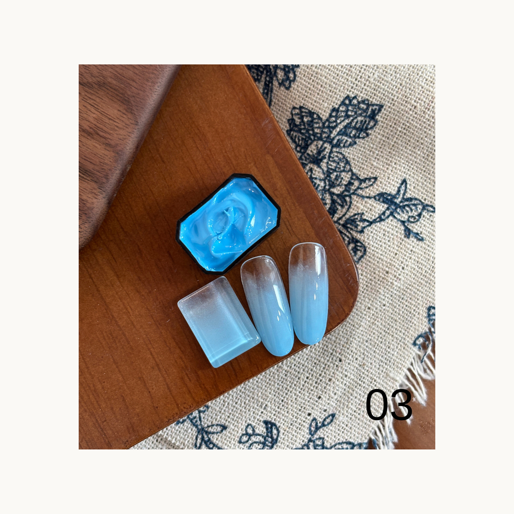 QINGYOU neon pat pat gel shade 03 sky blue dream gradient swatch