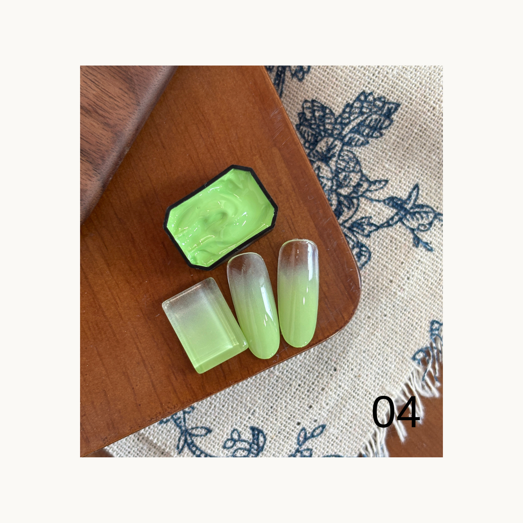 QINGYOU neon pat pat gel shade 04 lime glow green gradient swatch
