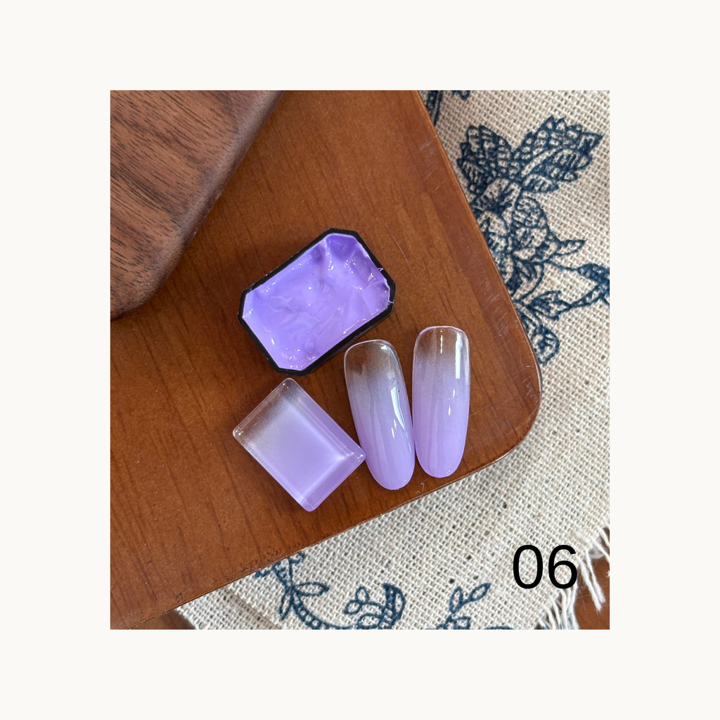 QINGYOU neon pat pat gel shade 06 lavender mist purple gradient swatch