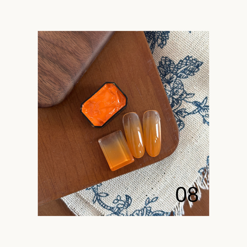 QINGYOU neon pat pat gel shade 08 citrus orange pop gradient swatch