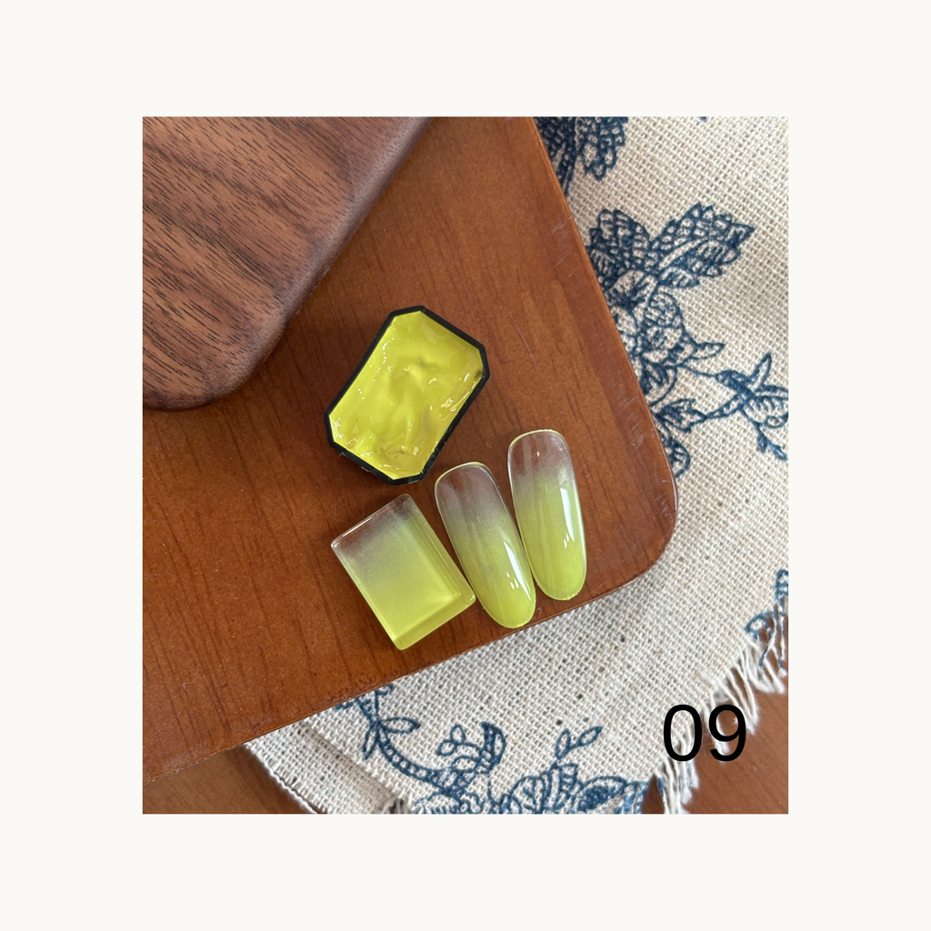 QINGYOU neon pat pat gel shade 09 Lemon Yellow gradient swatch