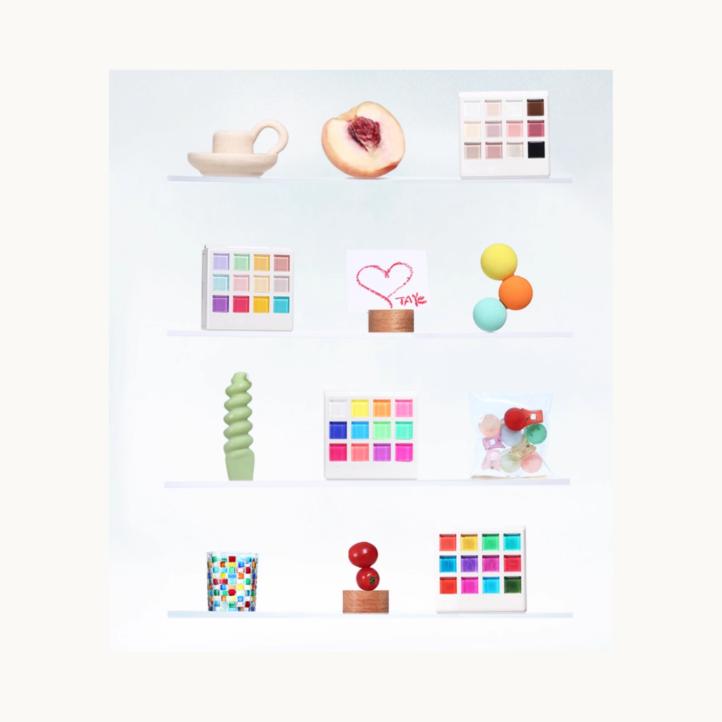 Visual display of TAYE Magic Cube Patting Gel full palette collection including Classic, Dopamine, Neon, and Glass color series.