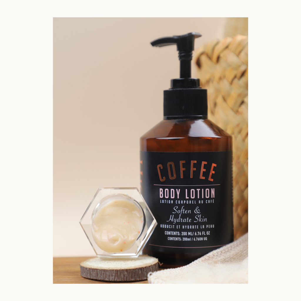 HIGHS Coffee Body Lotion displayed with visible creamy texture and hydrating formula