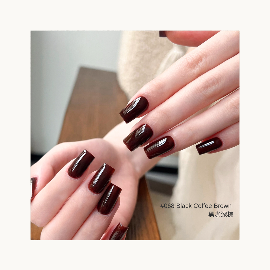 MODING M068 Black Coffee Brown gel polish — deep black-coffee brown shade