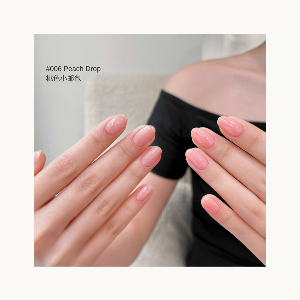 Peachy sheer nude manicure with a soft glow – MODING 006 Peach Drop