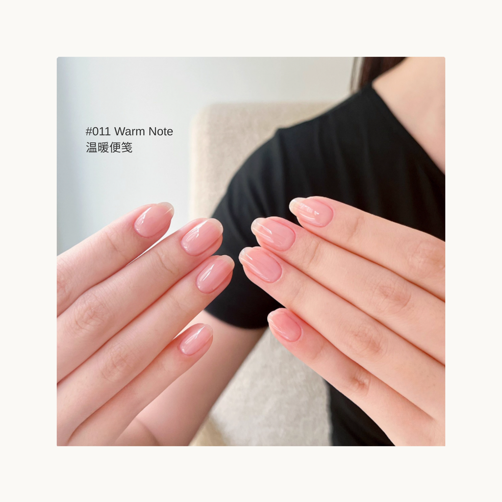 Warm peach-pink sheer nails – MODING 011 Warm Note