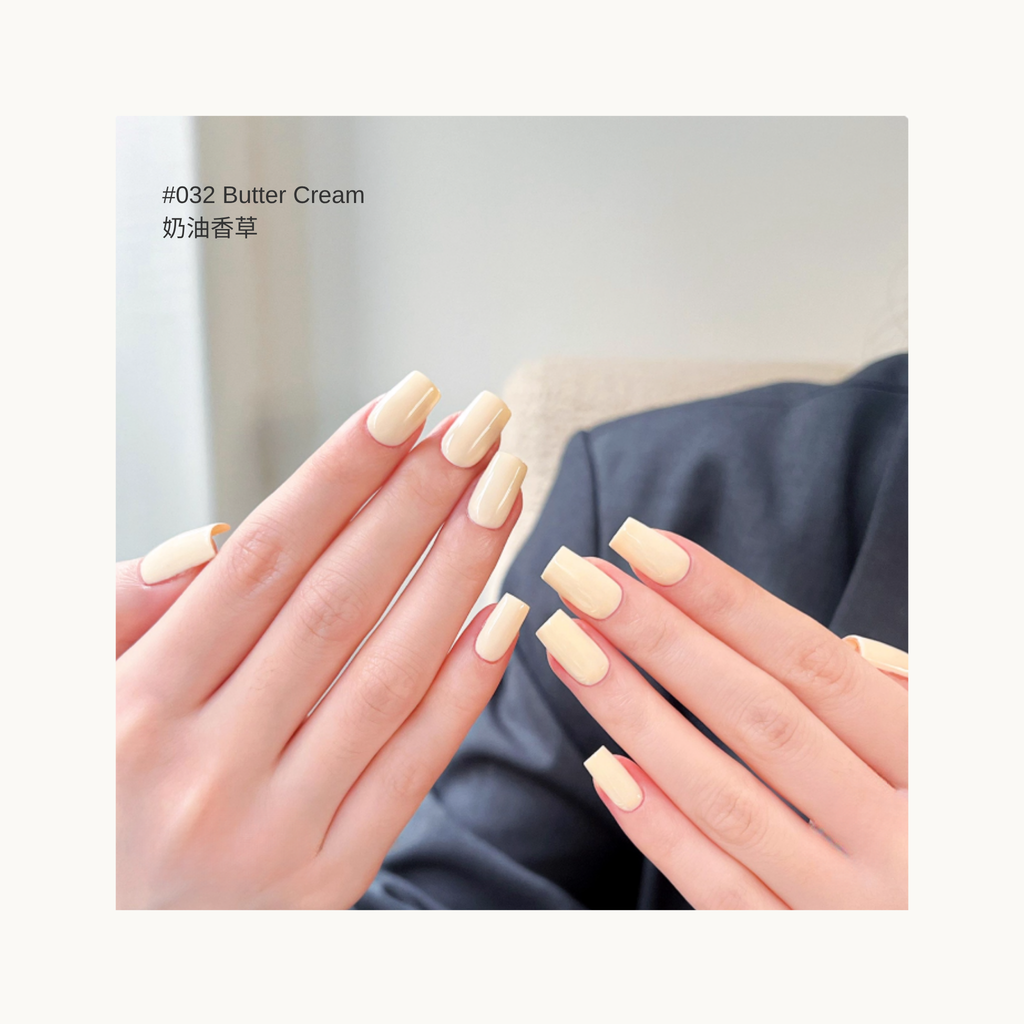 Soft Cream O32 pastel cream yellow gel nail polish swatch