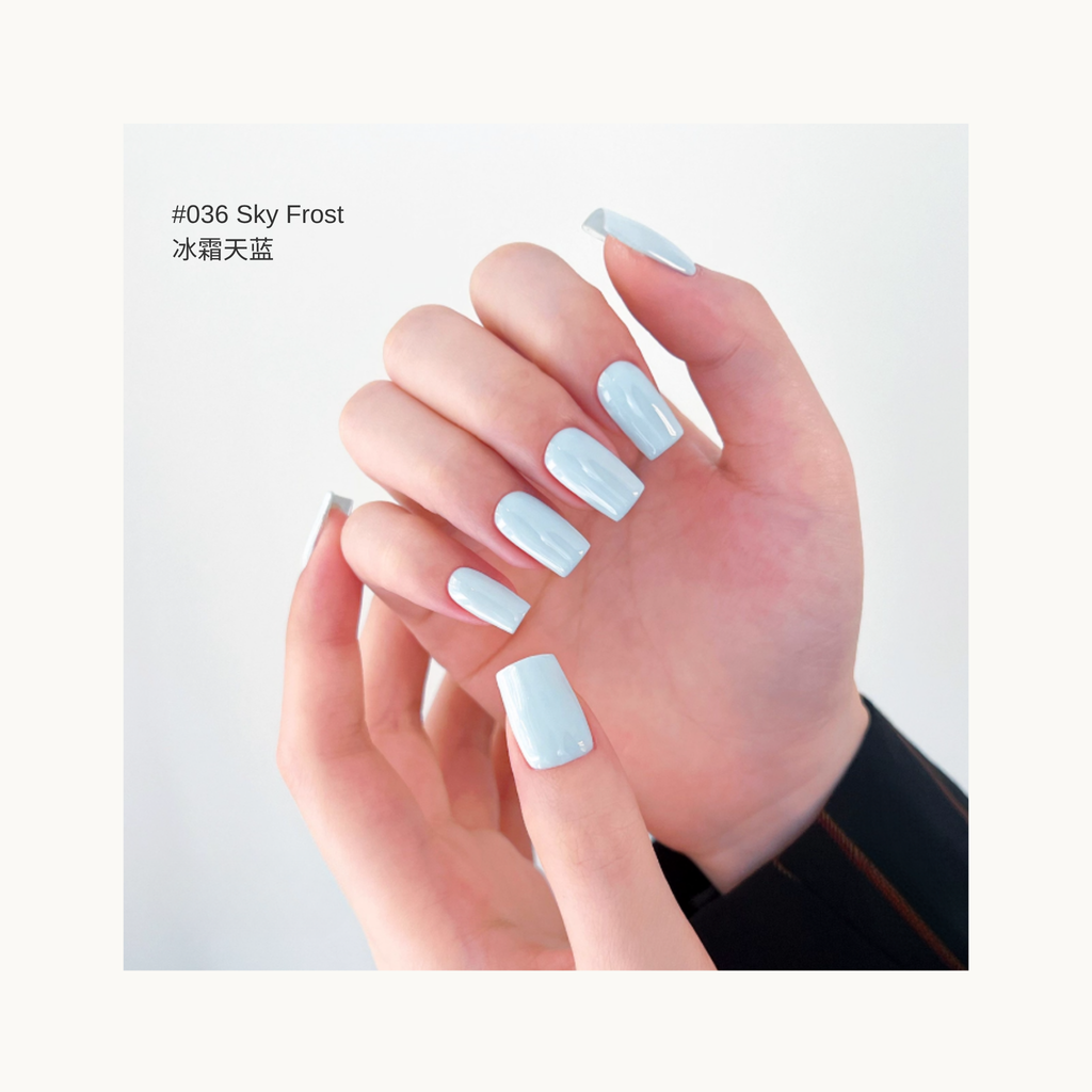 Baby Cloud Blue O36 pale cloud blue gel nail polish swatch