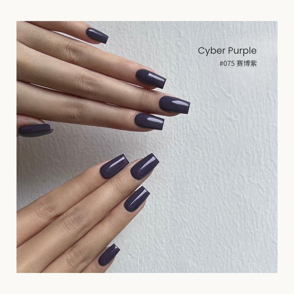 0-additive formula MODING “WU 無” Series Azure Bamboo Hills Bottle Gel #075 Cyber Purple 赛博紫, futuristic violet hue for bold winter-inspired nail looks.