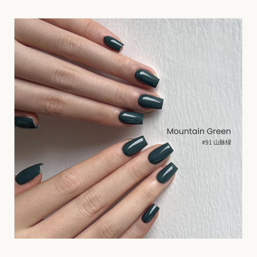MODING Bottle Gel #091 Mountain Green — deep mountain-inspired green nail gel swatch