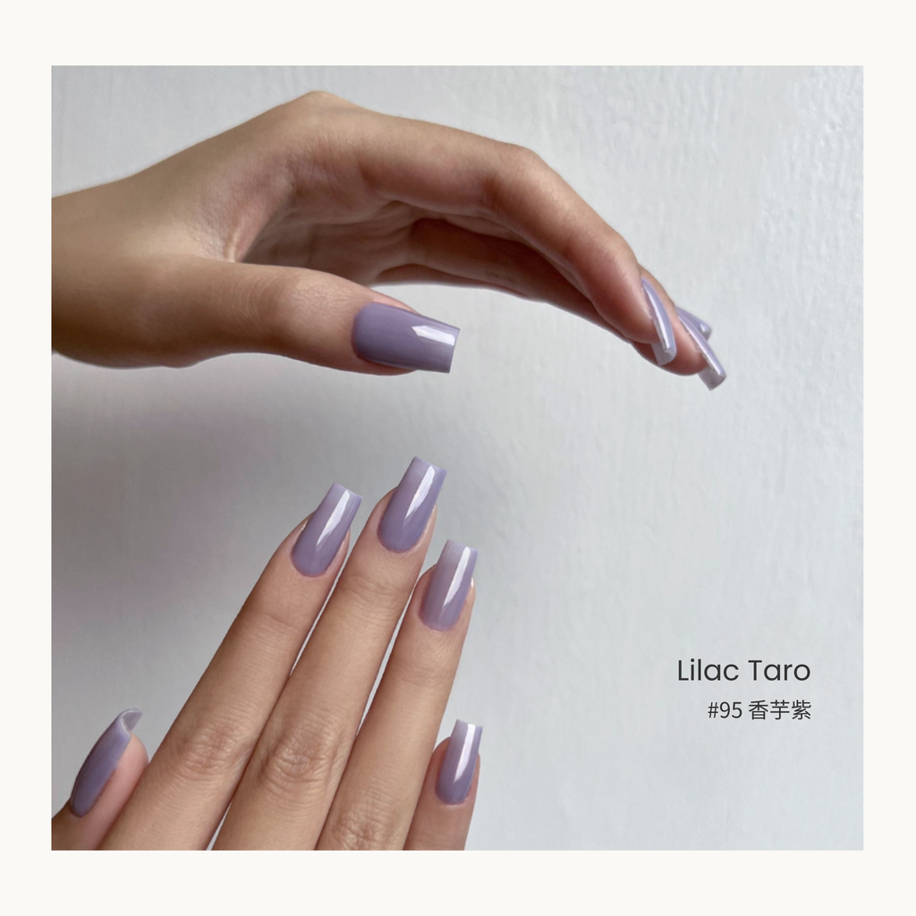 MODING Bottle Gel #095 Lilac Taro — soft lilac taro purple nail gel swatch