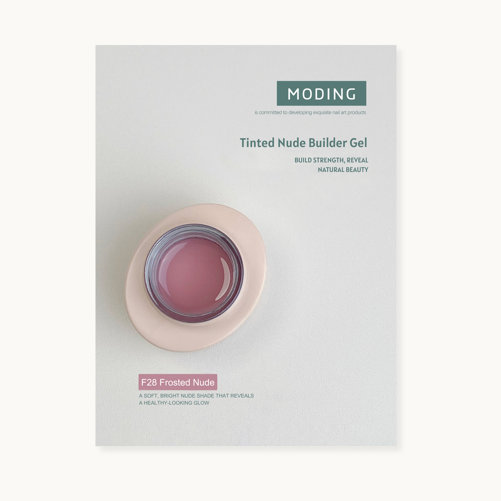 MODING f28 frosted nude tinted nude builder gel A soft, bright nude shade that reveals a healthy-looking glow