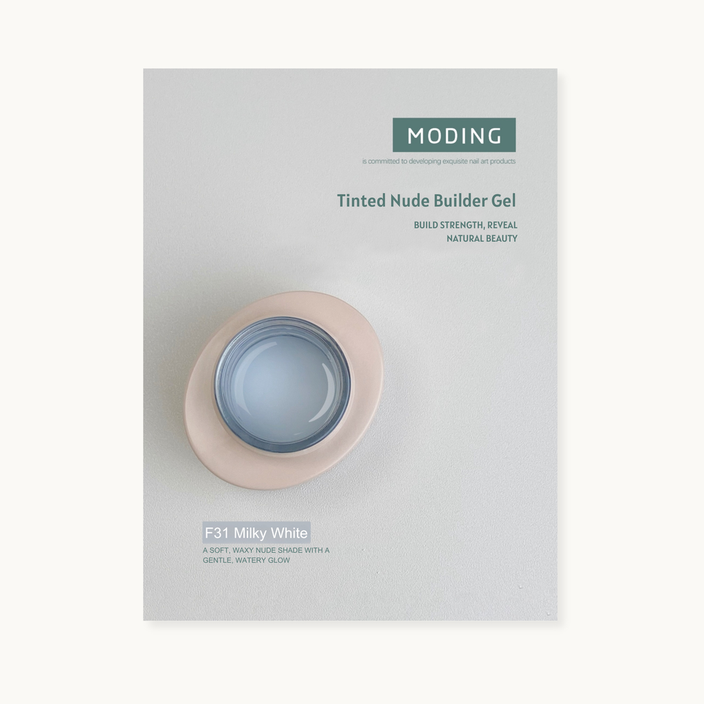 MODING F31 Milky White tinted nude builder gel A soft, waxy nude shade with a gentle, watery glow