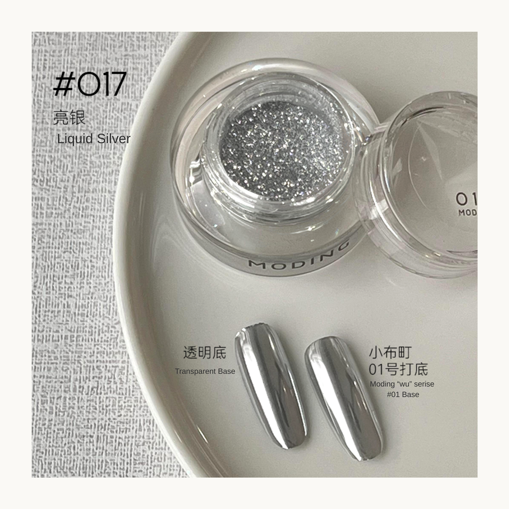 MODING Glowdream nail art effect powder including chrome, aurora, opal and foil textures.
