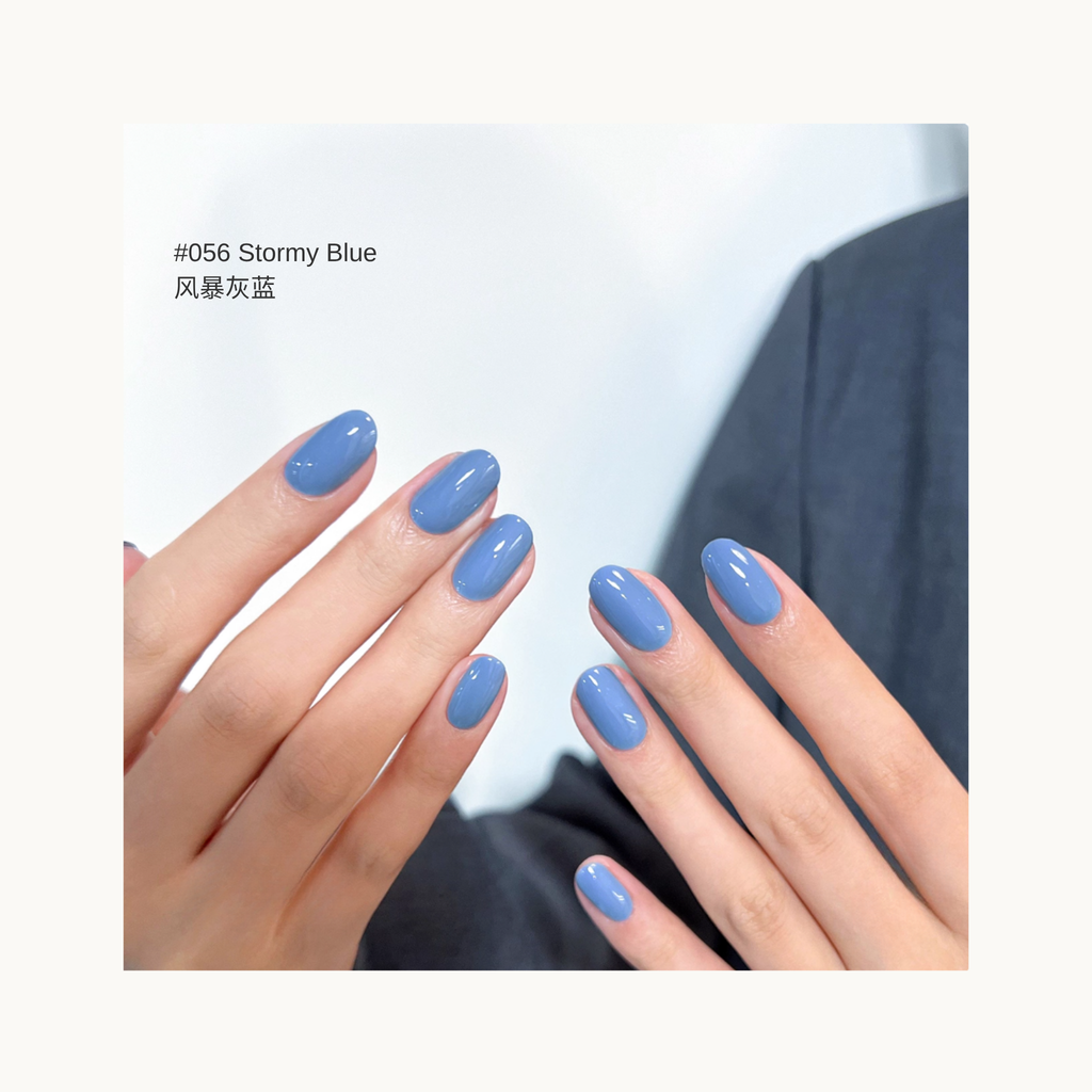 MODING M056 Stormy Blue muted stormy blue nail polish on nails