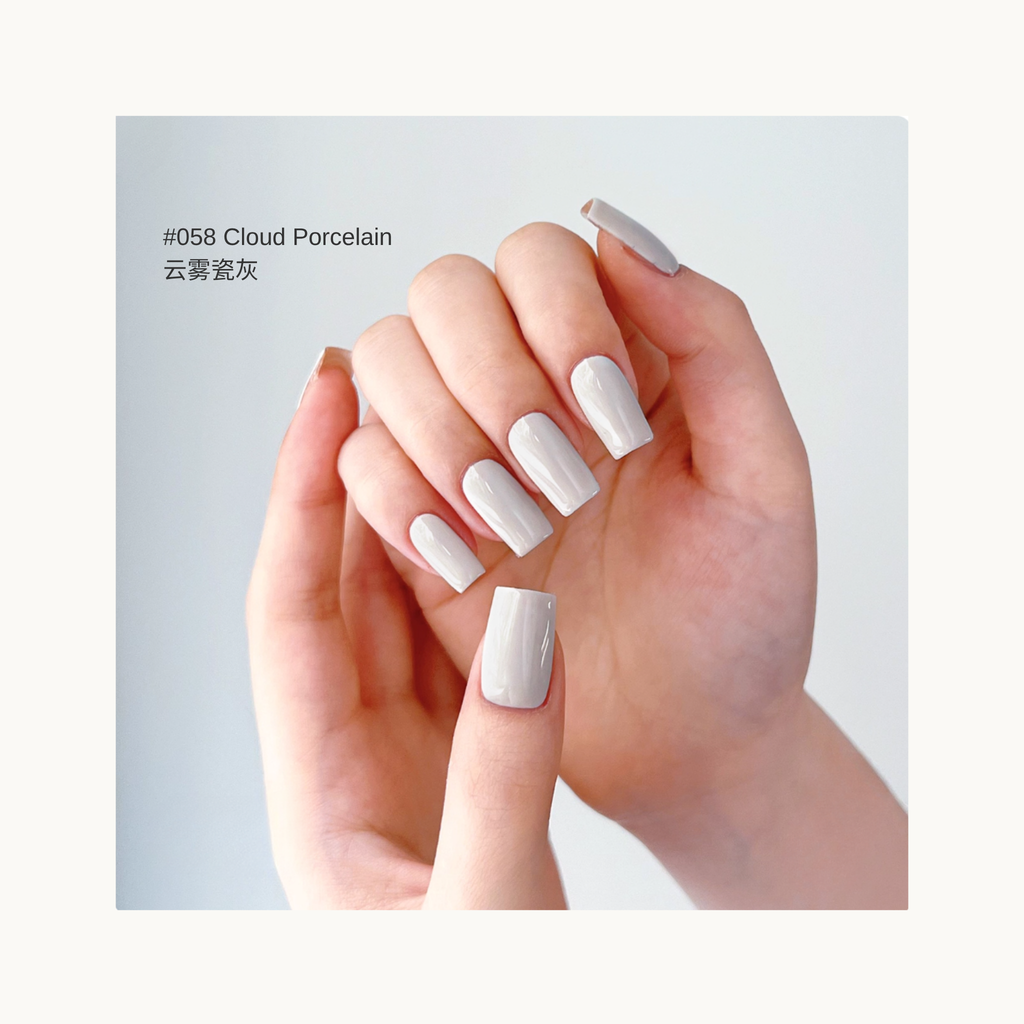 MODING M058 Cloud Porcelain light porcelain grey nail polish on natural nails