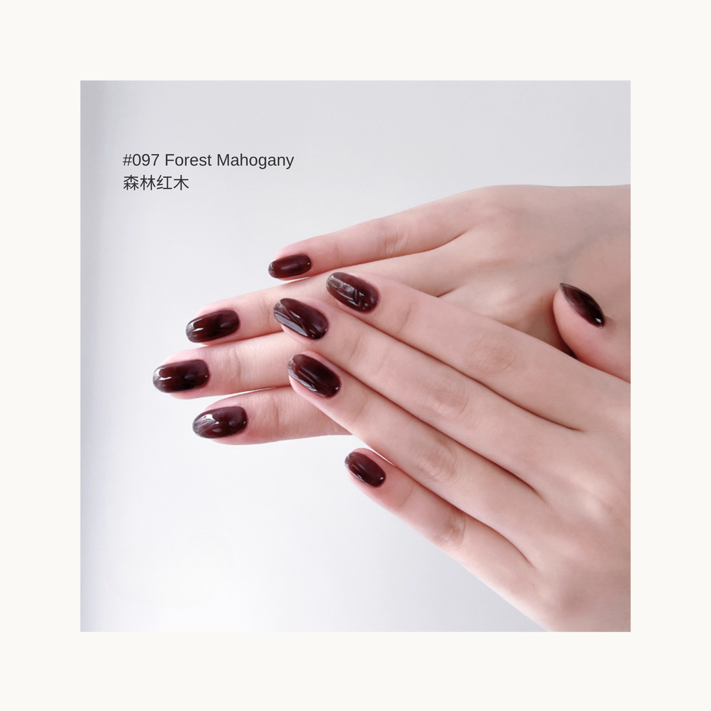 MODING M097 Forest Mahogany dark woody red-brown gel polish swatch