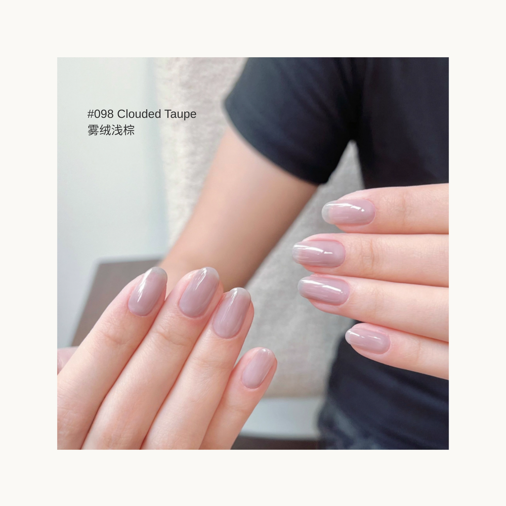 MODING M098 Clouded Taupe soft grey-taupe sheer gel polish swatch