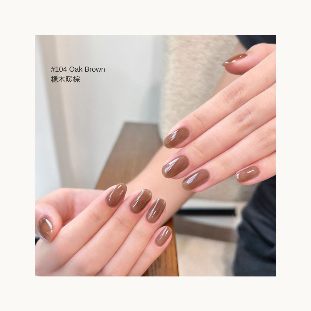 MODING M104 Oak Brown neutral warm brown gel polish swatch
