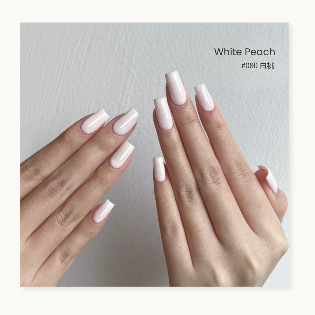 Moding WÚ Collection –white peach #080 nail gel. 
A minimalist 0-additive formula gel polish in white pink like peach color, 
inspired by the Chinese philosophy of “Wu (無)” – embracing calmness and simplicity. 
Available in Vancouver, Canada.