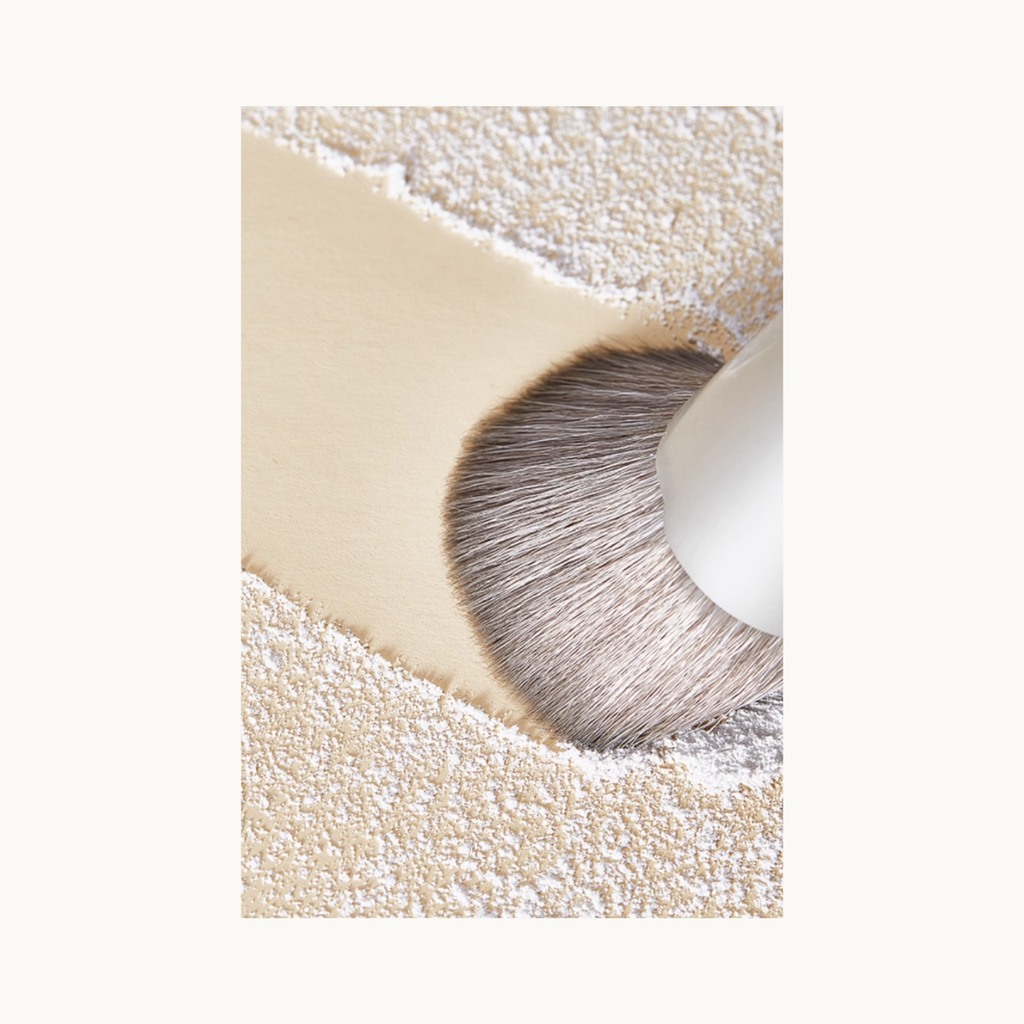 Close-up of MODING soft bristle nail dust brush sweeping fine manicure powder