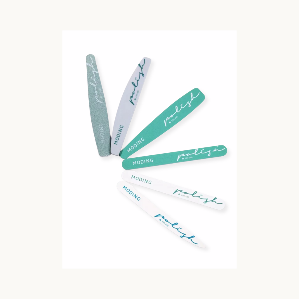 Set of MODING flexible nail files in assorted grits for salon and DIY manicure use