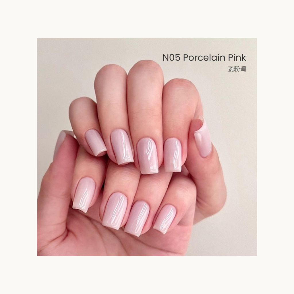 The HEMA-free,TPO-free,and TMPTA-free gel brand Moding South of France Vacation Collection Swatches of light nude shades from Moding French Collection, perfect for soft neutral manicures.