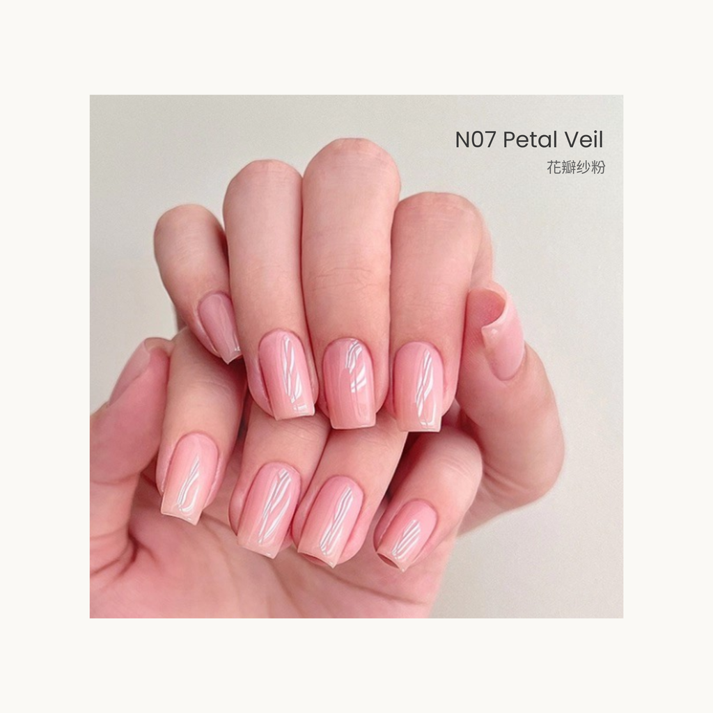 The HEMA-free,TPO-free,and TMPTA-free gel brand Moding South of France Vacation Collection Swatches of light nude shades from Moding French Collection, perfect for soft neutral manicures.