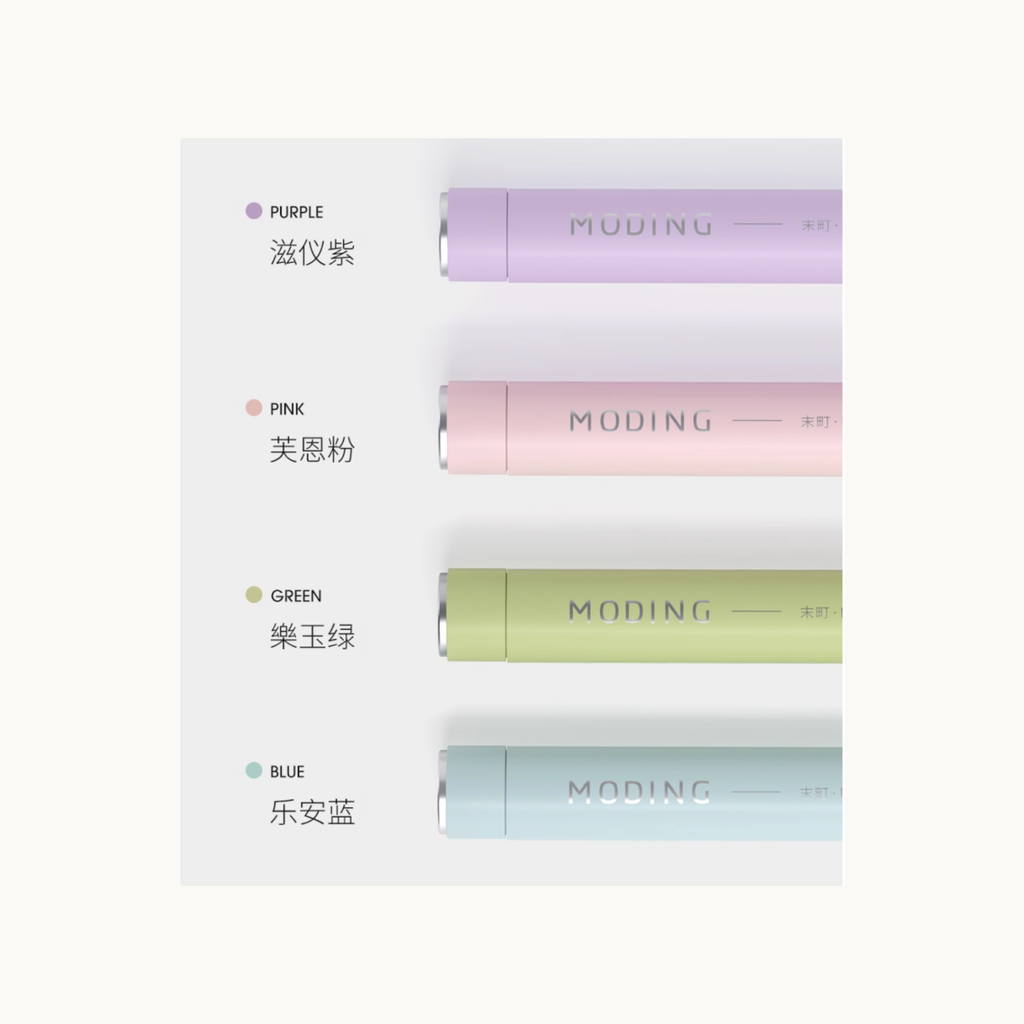MODING nail lamp color options including purple, pink, green and blue in horizontal layout