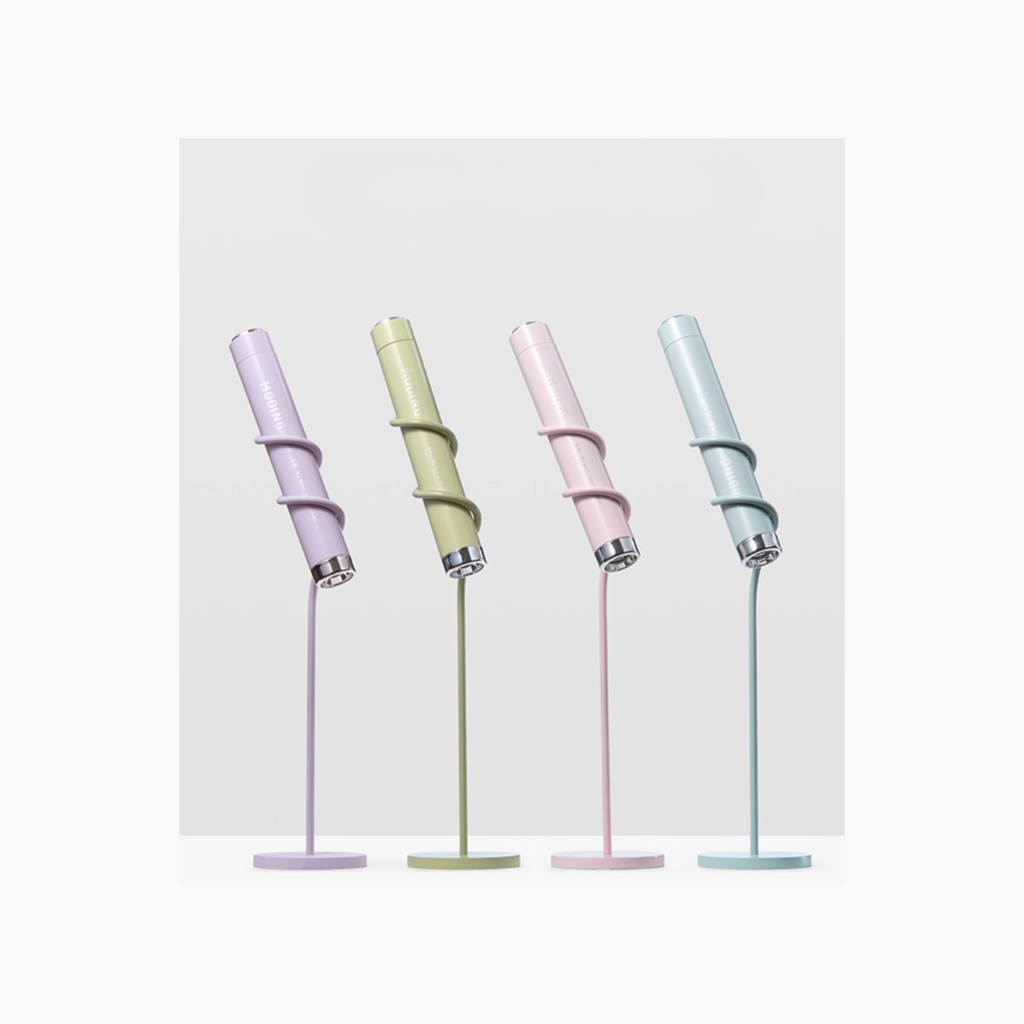 MODING portable nail lamps shown on flexible stands demonstrating adjustable usage