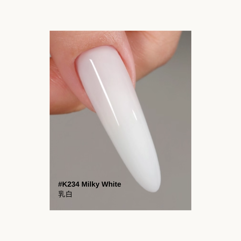 Milky white jelly extension gel swatch K234 – soft sheer white builder gel for natural clean nail looks
