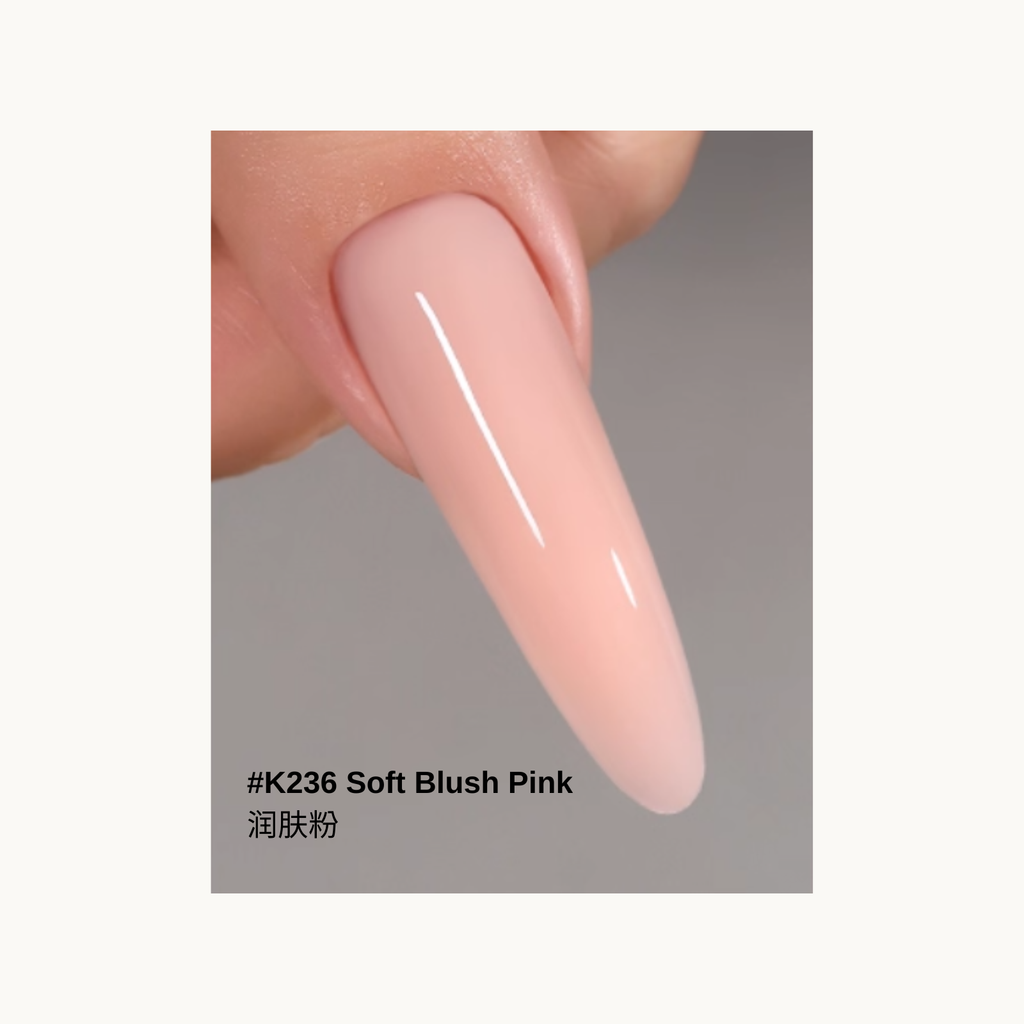 Soft blush pink jelly extension gel swatch K236 – natural rosy pink builder gel for soft feminine nails