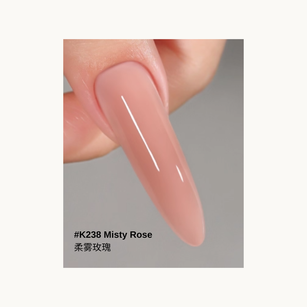 Misty rose jelly extension gel swatch K238 – muted rose nude builder gel for soft elegant nails