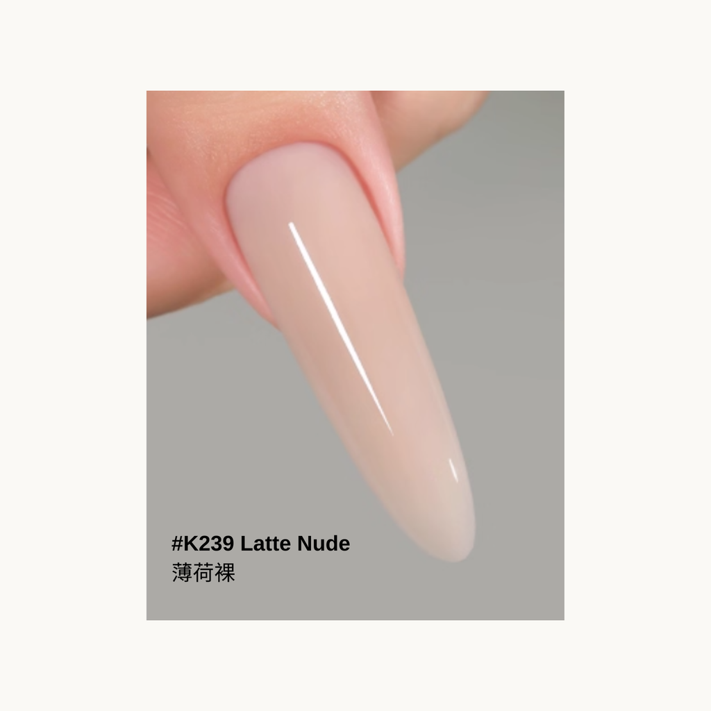 Latte nude jelly extension gel swatch K239 – creamy beige builder gel for natural nude extension nails