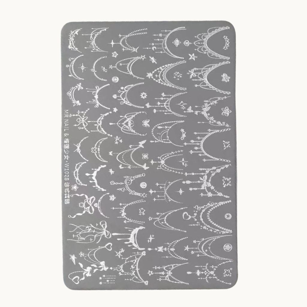 MR NAIL W1028 Gothic Tiara nail stamping plate with crown and jewelry-style patterns for nail art