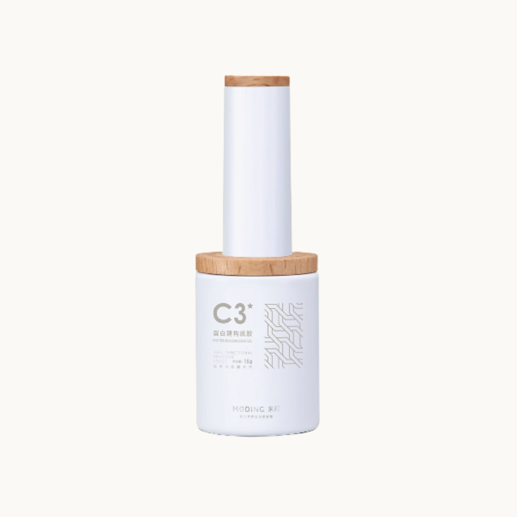moding c03 protein builder base nail gel bottle with wooden cap on white background