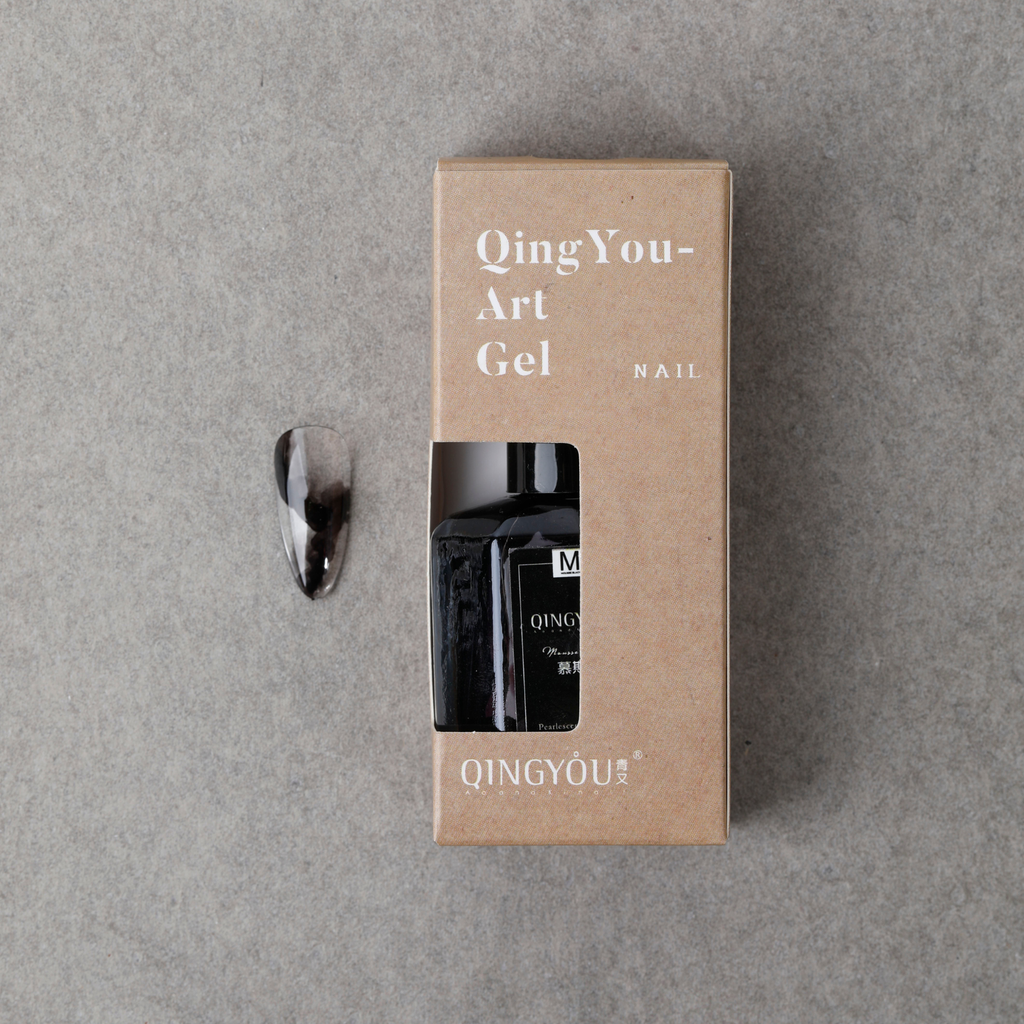 QINGYOU black marble art ink in retail box with sample nail design