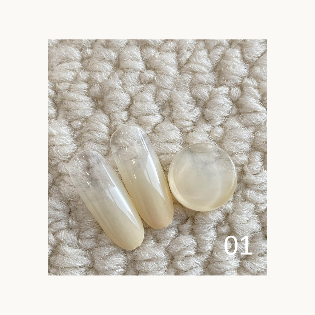 QINGYOU Caramel Cocoa Solid Color Gel 01 ivory beige solid nail color swatch