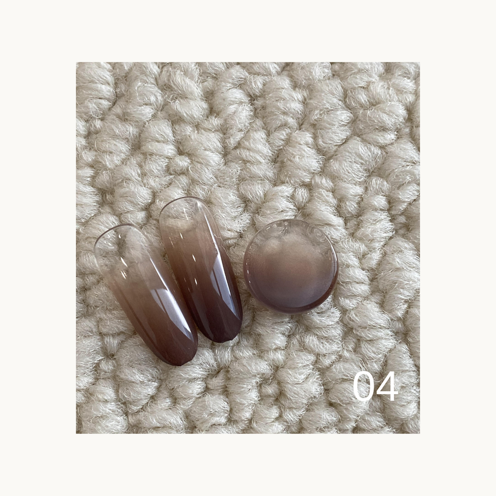 QINGYOU Caramel Cocoa Solid Color Gel 04 milk tea brown solid nail color swatch
